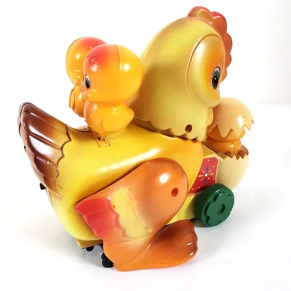 Vintage Russ Chick and Rooster Toy Musical Bobbing "Its a Small World" Battery